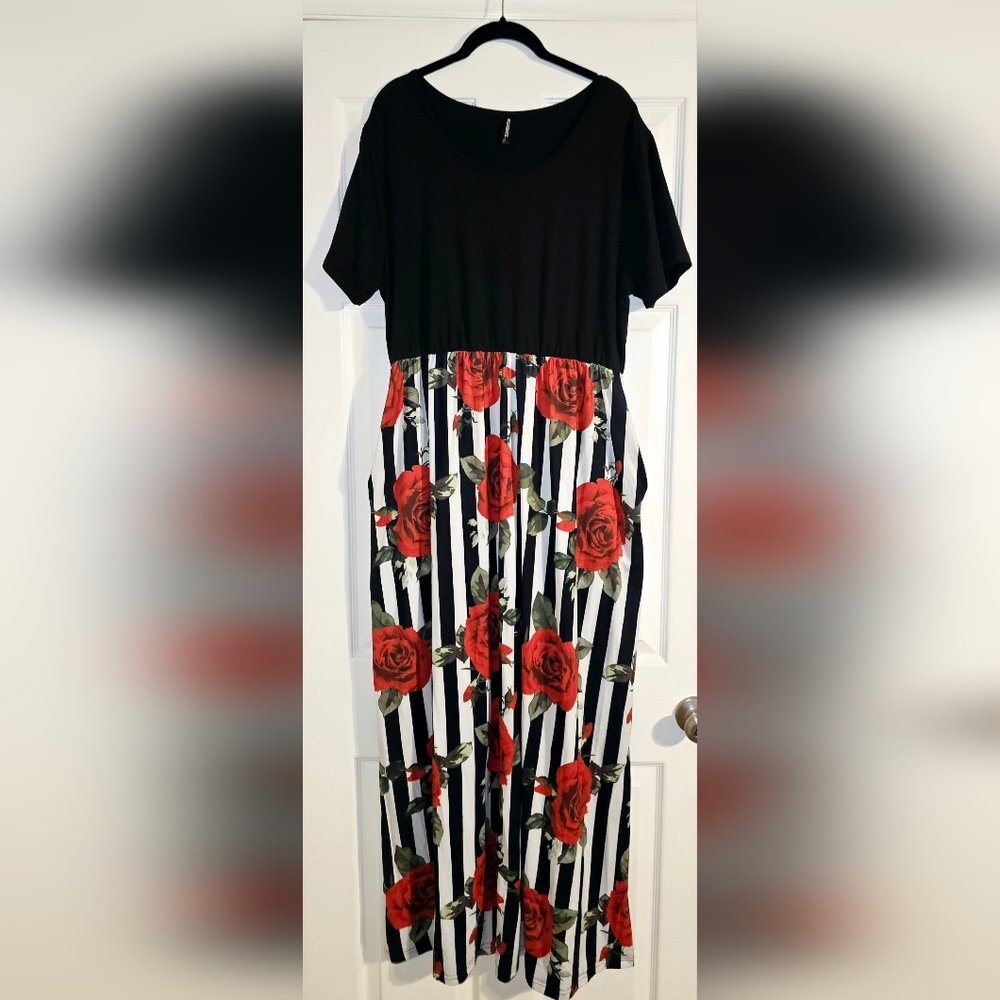 Plus Size Summer Boho Short Sleeve Casual Party/Beach Maxi Dress - Picture 4 of 6